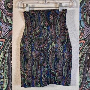 Whimsigoth Vintage Paisley Print High-Waisted Stretchy Skirt XS